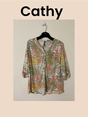 Cathy Women 3/4 Sleeve Blouse Size 1X